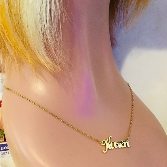 🔥🔥fashion silver available only color nameplate necklace customize name Karen - Picture 5 of 6